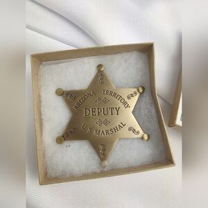 Gold Tone Deputy U.S. Marshal Badge 6 Star Original Box